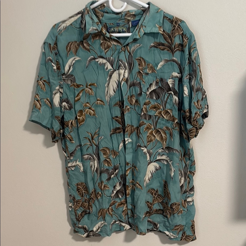 Campia Mens Button Down Tropical Shirt